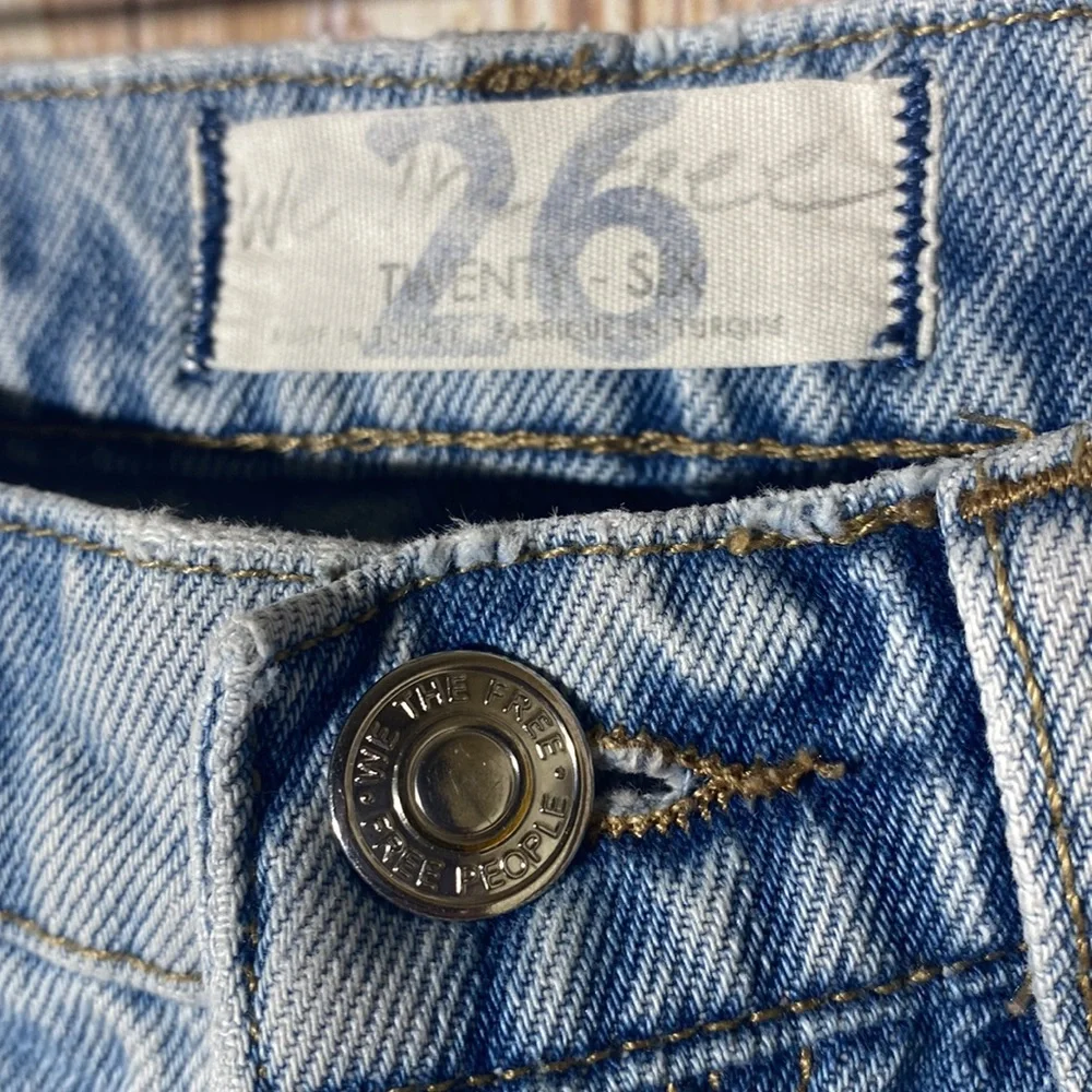 We The Free Jeans-Women's Straight Wide Leg Distressed High Rise 26 - Picture 6 of 11